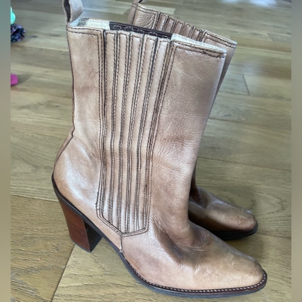 Vintage zodiac Brown Leather cowboy Boots 8.5
